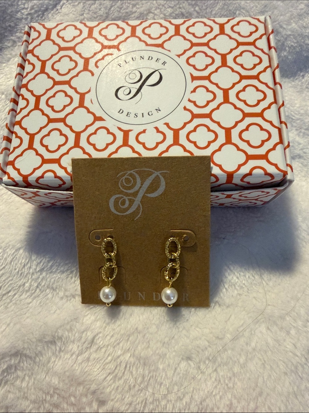 Plunder Gold-Link Earrings with Pearl Drops